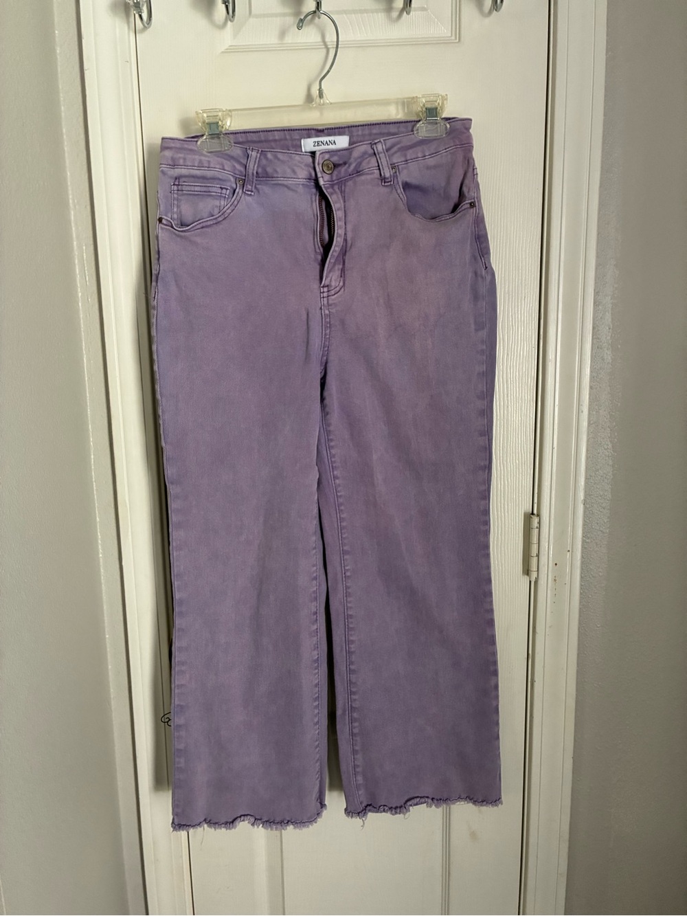 Zenana Outfitters Lavender Cropped Wide-Leg Jeans